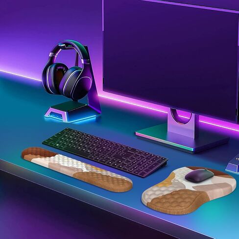 HAOCOO Ergonomic Mouse Pad with Wrist Rest, Keyboard Wrist Rest Pad, 3 PCS Computer Mouse Pad Sets for Desk, Memory Foam Mousepad with Wrist Support for Office Gaming Laptop, Galaxy Purple in Saudi Arabia