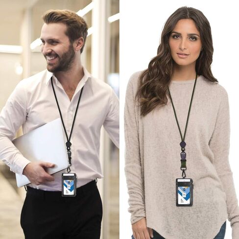 Wisdompro 2 Pack of 21 inch Durable Round Cord Heavy Duty Lanyard with Safety Breakaway Buckle, Detachable Buckle and Metal Hook for Keys, ID Card Badge Holders - Hotpink and Purple in Saudi Arabia