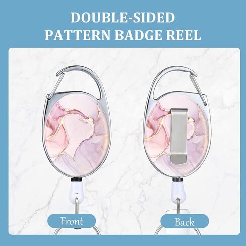 3 Pack Badge Reels Retractable，Double Sided Color Print Pattern Retractable Badge Holders，with Retractable Keychain, Badge Clip and Key Ring，Durable Nylon Retractable Rope in Saudi Arabia