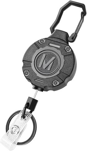 1 Pack Heavy Duty Retractable Keychain ID Badge Reels Retractable Carabiner Badge Holder with 31.5" Steel Cord, 9.0 oz in Kuwait