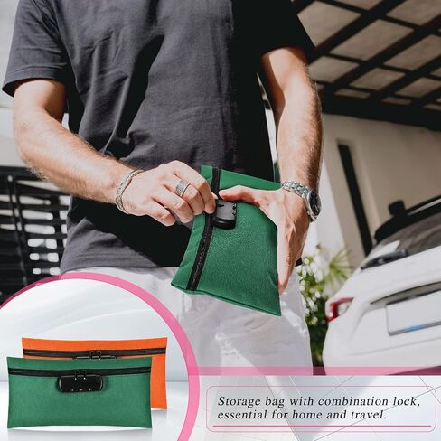 6 Pcs Money Bag with Lock 11 x 5.5 Inches Locking Accessories Pouch Lockable Bag Locking Storage Bag Cash Bag with Lock and Zipper Closure for Storing Coins Checks Documents (Black, Oxford Cloth) in Saudi Arabia