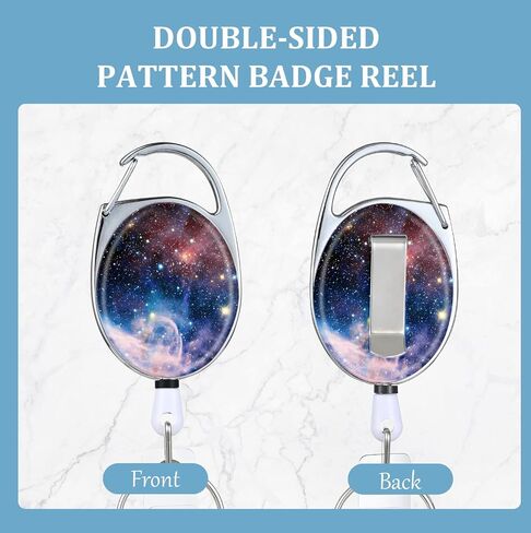 3 Pack Badge Reels Retractable，Double Sided Color Print Pattern Retractable Badge Holders，with Retractable Keychain, Badge Clip and Key Ring，Durable Nylon Retractable Rope in Saudi Arabia