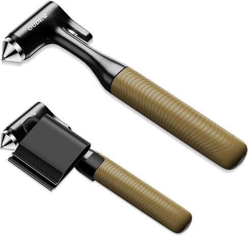 Car Window Breaker - Zinc Alloy Glass Breaker and Seat Belt Cutter - 3-in-1 Emergency Escape Kit with Fireproof All-Metal Design - Essential Car Safety Tool for Emergency Escape,Black, 1-Pack in Kuwait