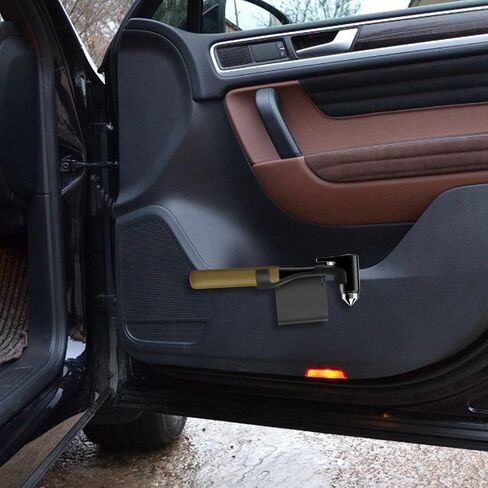 Car Window Breaker - Zinc Alloy Glass Breaker and Seat Belt Cutter - 3-in-1 Emergency Escape Kit with Fireproof All-Metal Design - Essential Car Safety Tool for Emergency Escape,Black, 1-Pack in Kuwait