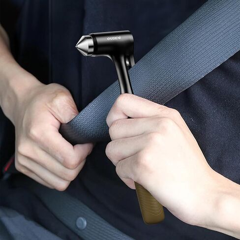 Car Window Breaker - Zinc Alloy Glass Breaker and Seat Belt Cutter - 3-in-1 Emergency Escape Kit with Fireproof All-Metal Design - Essential Car Safety Tool for Emergency Escape,Black, 1-Pack in Kuwait