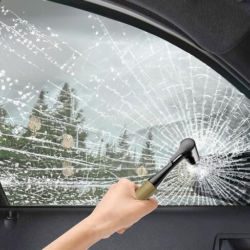 Car Window Breaker - Zinc Alloy Glass Breaker and Seat Belt Cutter - 3-in-1 Emergency Escape Kit with Fireproof All-Metal Design - Essential Car Safety Tool for Emergency Escape,Black, 1-Pack in Kuwait