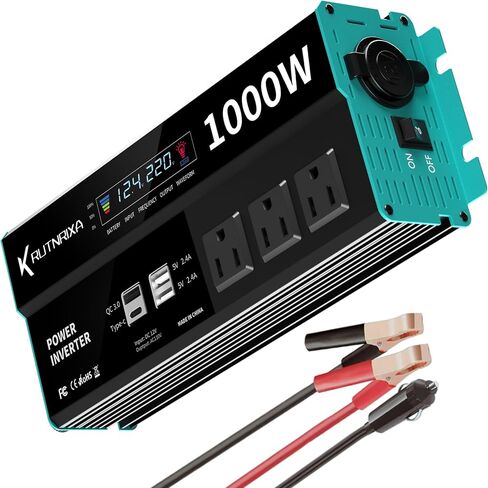 500W Power Inverters Peak 1000W 12V DC to 110V AC Converter for Vehicles USB-C/PD 25W Fast Charging Ports Car Charger Adapter with a Cigarette Lighter Ports Plug Outlet in Saudi Arabia