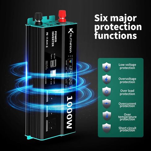 500W Power Inverters Peak 1000W 12V DC to 110V AC Converter for Vehicles USB-C/PD 25W Fast Charging Ports Car Charger Adapter with a Cigarette Lighter Ports Plug Outlet in Saudi Arabia