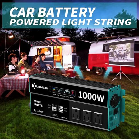 500W Power Inverters Peak 1000W 12V DC to 110V AC Converter for Vehicles USB-C/PD 25W Fast Charging Ports Car Charger Adapter with a Cigarette Lighter Ports Plug Outlet in Saudi Arabia