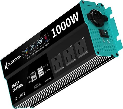 500W Power Inverters Peak 1000W 12V DC to 110V AC Converter for Vehicles USB-C/PD 25W Fast Charging Ports Car Charger Adapter with a Cigarette Lighter Ports Plug Outlet in Saudi Arabia