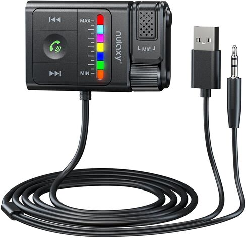 محول Nulaxy Bluetooth 5.3 AUX للسيارة مع قاعدة مغناطيسية قابلة للفصل وإلغاء الضوضاء، مجموعة استقبال موسيقى بلوتوث هاي فاي مع توصيل وتشغيل USB للمكالمات بدون استخدام اليدين وصوت ستيريو in Kuwait