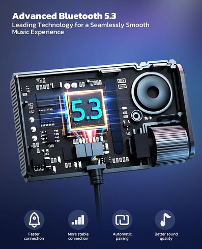 محول Nulaxy Bluetooth 5.3 AUX للسيارة مع قاعدة مغناطيسية قابلة للفصل وإلغاء الضوضاء، مجموعة استقبال موسيقى بلوتوث هاي فاي مع توصيل وتشغيل USB للمكالمات بدون استخدام اليدين وصوت ستيريو in Kuwait