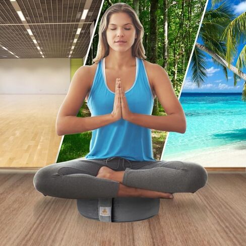 وسادة تأمل مطرزة D = 16 بوصة ارتفاع = 5.5 بوصة وسادة تأمل مخملية مستديرة وسادة يوجا مسند للأرضيات Zafu هياكل الحنطة السوداء الطبيعية تجلس على الأرض غطاء من القطن العضوي القابل للإزالة وسادة ركوع كبيرة in Kuwait