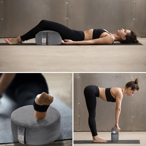 وسادة تأمل مطرزة D = 16 بوصة ارتفاع = 5.5 بوصة وسادة تأمل مخملية مستديرة وسادة يوجا مسند للأرضيات Zafu هياكل الحنطة السوداء الطبيعية تجلس على الأرض غطاء من القطن العضوي القابل للإزالة وسادة ركوع كبيرة in Kuwait