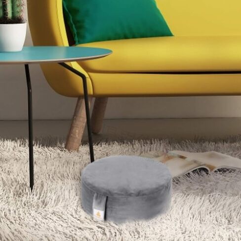 وسادة تأمل مطرزة D = 16 بوصة ارتفاع = 5.5 بوصة وسادة تأمل مخملية مستديرة وسادة يوجا مسند للأرضيات Zafu هياكل الحنطة السوداء الطبيعية تجلس على الأرض غطاء من القطن العضوي القابل للإزالة وسادة ركوع كبيرة in Kuwait