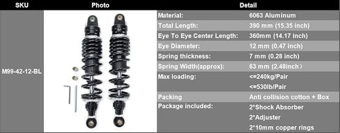 305mm 12 inch 7mm Spring Universal Motorbike Air Shock Absorber Rear Suspension ATV Quad Scooter Dirt Bike Adjustable Inflatable Air Damping in Saudi Arabia