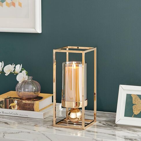 Danya B. Luna Warm Gold Tinted Glass Large Hurricane Candle Holder in Saudi Arabia