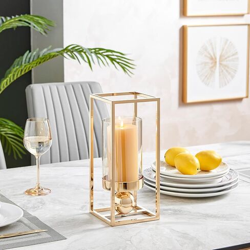 Danya B. Luna Warm Gold Tinted Glass Large Hurricane Candle Holder in Saudi Arabia
