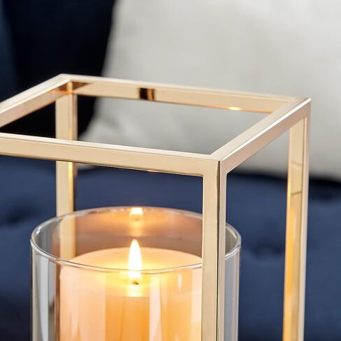 Danya B. Luna Warm Gold Tinted Glass Large Hurricane Candle Holder in Saudi Arabia