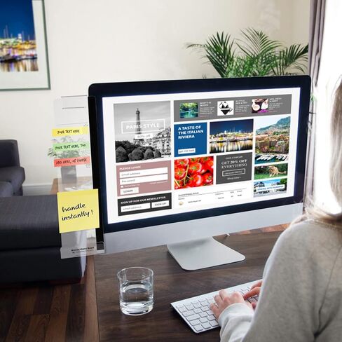 Monitor Memo Board,Monitor Sticky Note Holder,Computer Accessories for Desk,Unique Desk Accessories Gifts for Office Women/Man 1Set (Left & Right) (with Phone Holder) in Kuwait