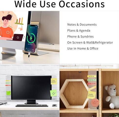 Monitor Memo Board,Monitor Sticky Note Holder,Computer Accessories for Desk,Unique Desk Accessories Gifts for Office Women/Man 1Set (Left & Right) (with Phone Holder) in Kuwait