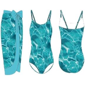 Patgoal Girls One Piece Swimsuit with Cover Up Wrap Skirt Set Teen Girl Tropical Two Piece Bathing Suit Beach Surf Swimwear in Kuwait