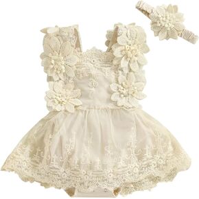 FIOMVA Baby Girl Lace Romper Bodysuit Outfits for Birthday,photoshoot,photography,Cake Smash,Gift in Saudi Arabia