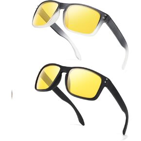 FIMILU Night Driving Glasses for Men, Polarized Night Vision Glasses Reduce Glare and Enhance Visual Abilities for Night 9102