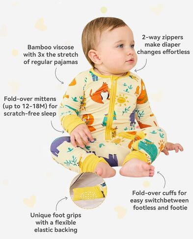 Bamboo Viscose Baby Footie Pajama, Zipper Pajamas for Baby Boys & Baby Girls, Sleep & Play Footed Pjs 3-6M in Kuwait