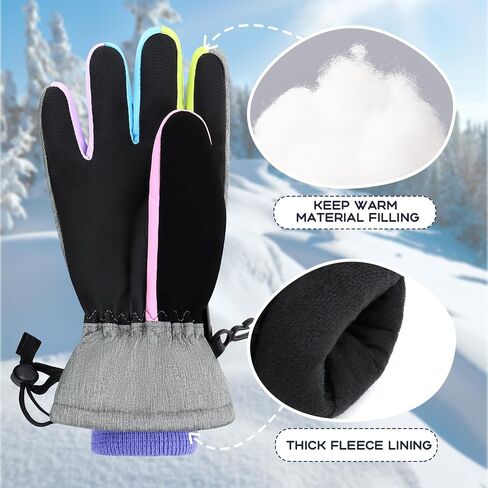 Duoyeree Kids Waterproof Ski Gloves Warm Winter Accessories for Boys & Girls Aged 4-13. in Kuwait