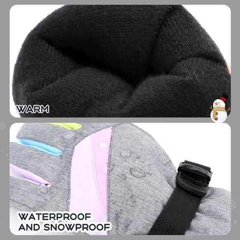 Duoyeree Kids Waterproof Ski Gloves Warm Winter Accessories for Boys & Girls Aged 4-13. in Kuwait
