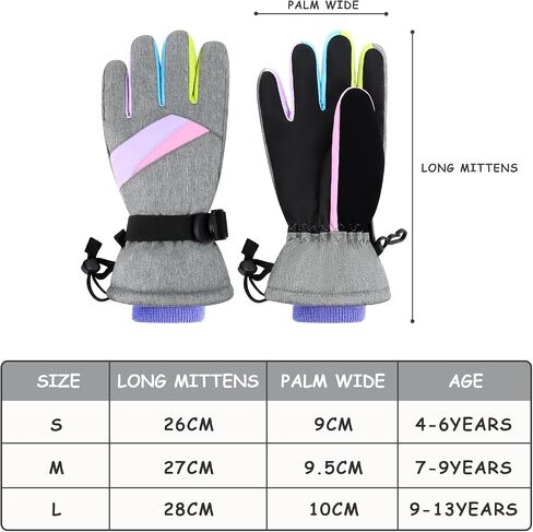 Duoyeree Kids Waterproof Ski Gloves Warm Winter Accessories for Boys & Girls Aged 4-13. in Kuwait