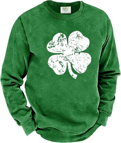 Arvilhill Men St Patrick's Day Sweatshirt Classic Shamrock Irish Long Sleeve Pullover (S-3XL) in Kuwait