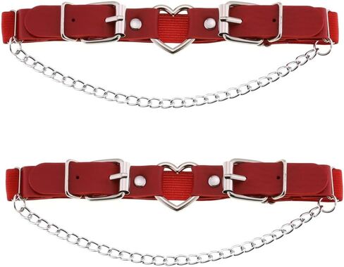 Pretishows Women Thigh Garter Belt Gothic Leg Harness Heart with Chains Adjustable Elastic Belt 2PCS in Saudi Arabia