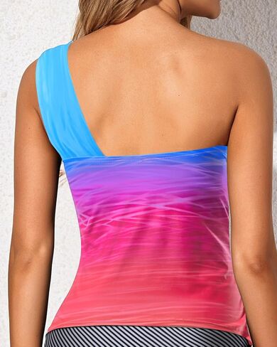Tempt Me Women Tankini Top Swim Tops Ruched One كتف ثوب السباحة ملابس السباحة قمم فقط in Kuwait