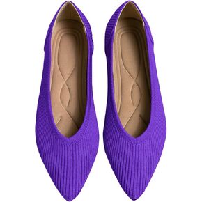 TINGRISE Women's Flats Shoes Pointed Toe Knit Ballet Comfortable Dressy Slip On Flat