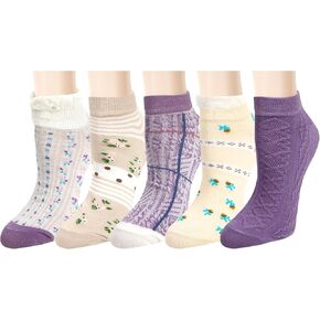 Suluia Womens Cute Socks Novelty Funny Animal Cotton Socks Colorful Flower Patterns Crew Socks Gifts for Girls Cat Dog Lover