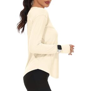 Loovoo Women's Long Sleeve Running Shirts Workout Tops UPF 50+ Sun Shirt Quick Dry Athletic T-Shirts with Watching Window
