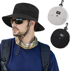 Outdoor Sun Hat Bucket Hats for Men, Summer Man Foldable Sun Protection Wide Brim Sun Hats Beach Hat UPF 50+