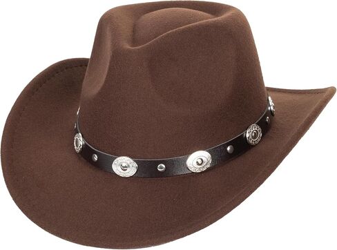 قبعة رعاة البقر الغربية النائية للنساء رعاة البقر فيدورا جوس قبعة روديو لأغطية الرأس المتوسطة/الكبيرة in Kuwait