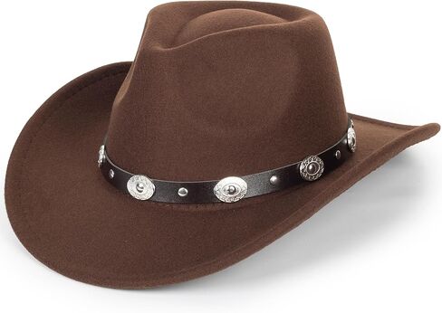 قبعة رعاة البقر الغربية النائية للنساء رعاة البقر فيدورا جوس قبعة روديو لأغطية الرأس المتوسطة/الكبيرة in Kuwait