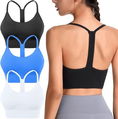 حمالات صدر رياضية Evercute Racerback مبطنة على شكل Y Racer Back مقصوصة لليوجا وتمارين اللياقة البدنية ذات تأثير منخفض in Kuwait
