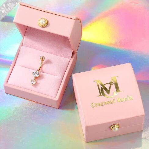 CM Crareesi Mania 10K Solid Gold Belly Button Ring Dangle 10K Yellow Gold Belly Rings 14G Navel Piercing Jewelry Teardrop Belly Bars in Kuwait