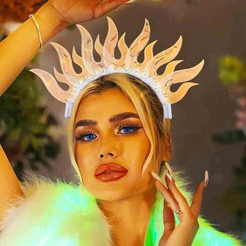 Zoestar تضيء لهب عقال LED متوهجة النار العصابات الشعر حزب ملهى ليلي زي الشعر التبعي النساء والفتيات in Kuwait