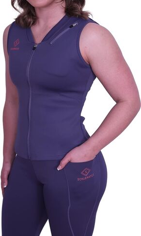 سكرب ميتس أندر سكرب للنساء - قميص داخلي بدون أكمام برقبة على شكل حرف V، قميص داخلي للطبيب والممرضة مع جيب على الصدر بسحاب in Kuwait