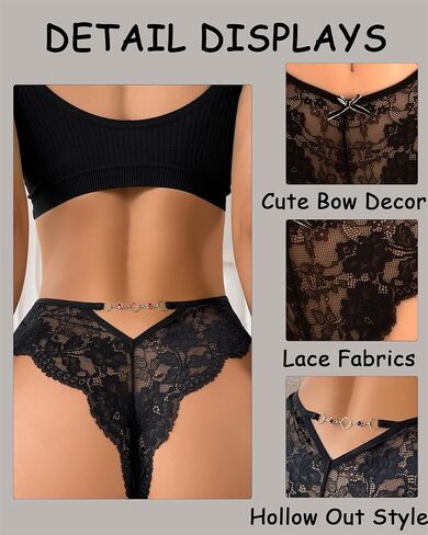 Banamic Sexy Underwear for Women Floral Lace Panties Low waist Thong Cheeky Briefs in Saudi Arabia