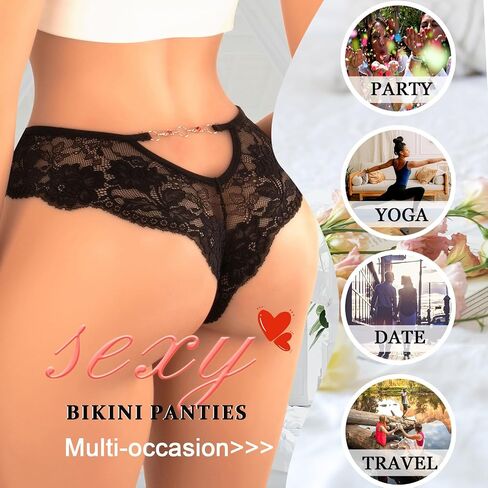 Banamic Sexy Underwear for Women Floral Lace Panties Low waist Thong Cheeky Briefs in Saudi Arabia