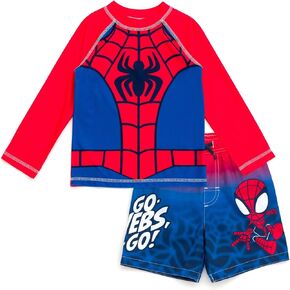 Marvel Avengers Spider-Man Raglan Swim Rash Guard Swim Trunks