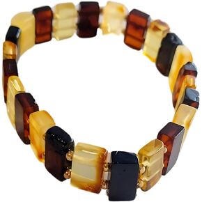 Amberistan Amber Stretch Bracelet for Women – 7" - Unique Stone Cut Bracelet Amber Stone Jewelry for Adults