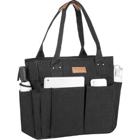Nicav Canvas Tote Bags for Women, Large Utility Tote Bags with Pockets Zip Top for Teacher Nurse Work